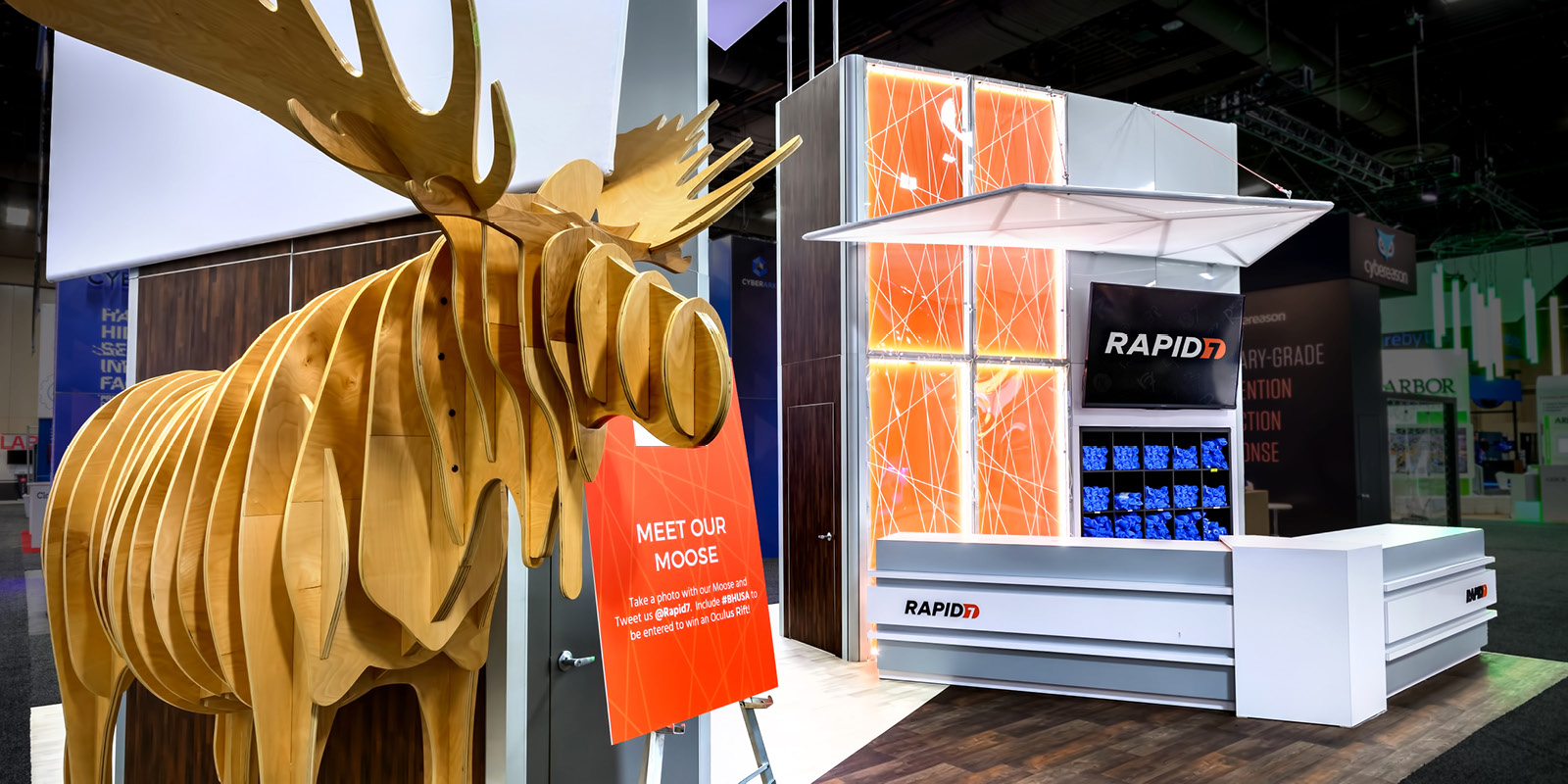 Hill & Partners Rental Branded Environment Trade Show Exhibit for Rapid7